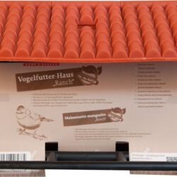 Vogelfutterhaus Kunststoff mit rotem Dach zum Hängen Vogelfutterhaus Kunststoff mit rotem Dach zum Hängen