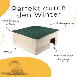 Igelhaus, Igelhotel aus unbehandeltem Holz 38x38x18 Igel im Igelhaus überwinter