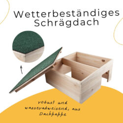 Igelhaus, Igelhotel aus unbehandeltem Holz 38x38x18 wetterbeständiges Dach Igelhaus
