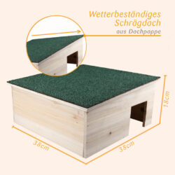 Igelhaus aus unbehandeltem Holz, Maße: 38x38x18 Igelhaus aus Holz mit