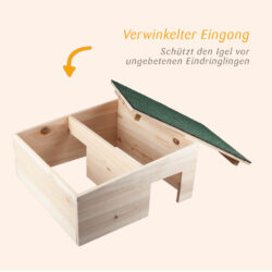 Igelhaus aus unbehandeltem Holz, Maße: 38x38x18 Igelhaus aus Holz mit verwinkelte